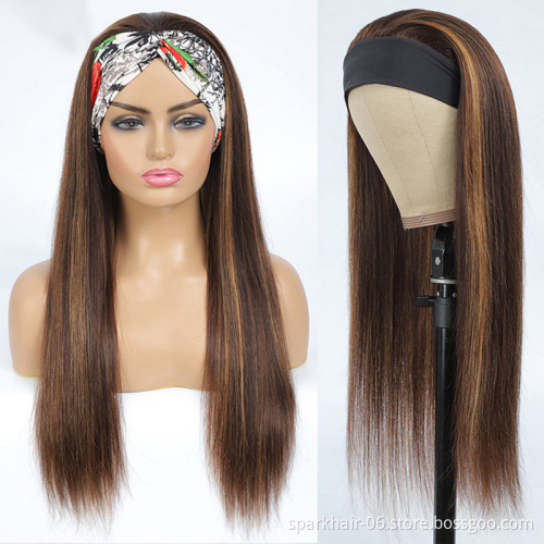 highlight color piano P4/27 headband wig silky Cuticle Aligned Brazilian Human Hair wig for black woman